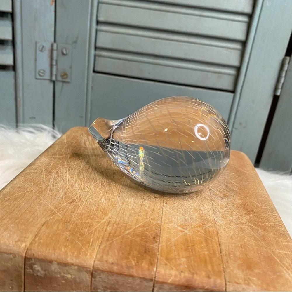 Vintage Kosta Boda Clear Crystal Hedgehog Figurine Paperweight Signed & Numbered